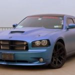 Chameleon Dodge Charger with matte finish Blue to Purple ColorShift Pearls pigment on it.