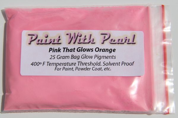 25 Gram Bag of Pink Glows Orange Glow in the Dark Pigments.