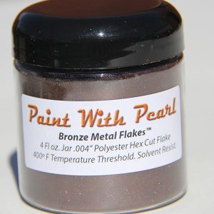 Bronze Metal Flake in 4fl oz jar. That is one measuring cup of Bronze metal flake.