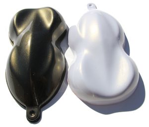 Gold Illusion Pearls Shapes painted over both black and white base coats.